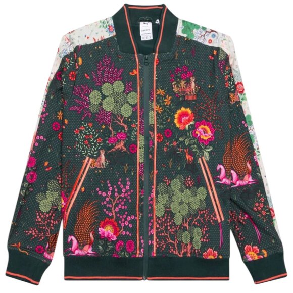 Puma x Liberty London Green Floral Animal Print Track Athletic Jacket Size Large - Picture 1 of 12